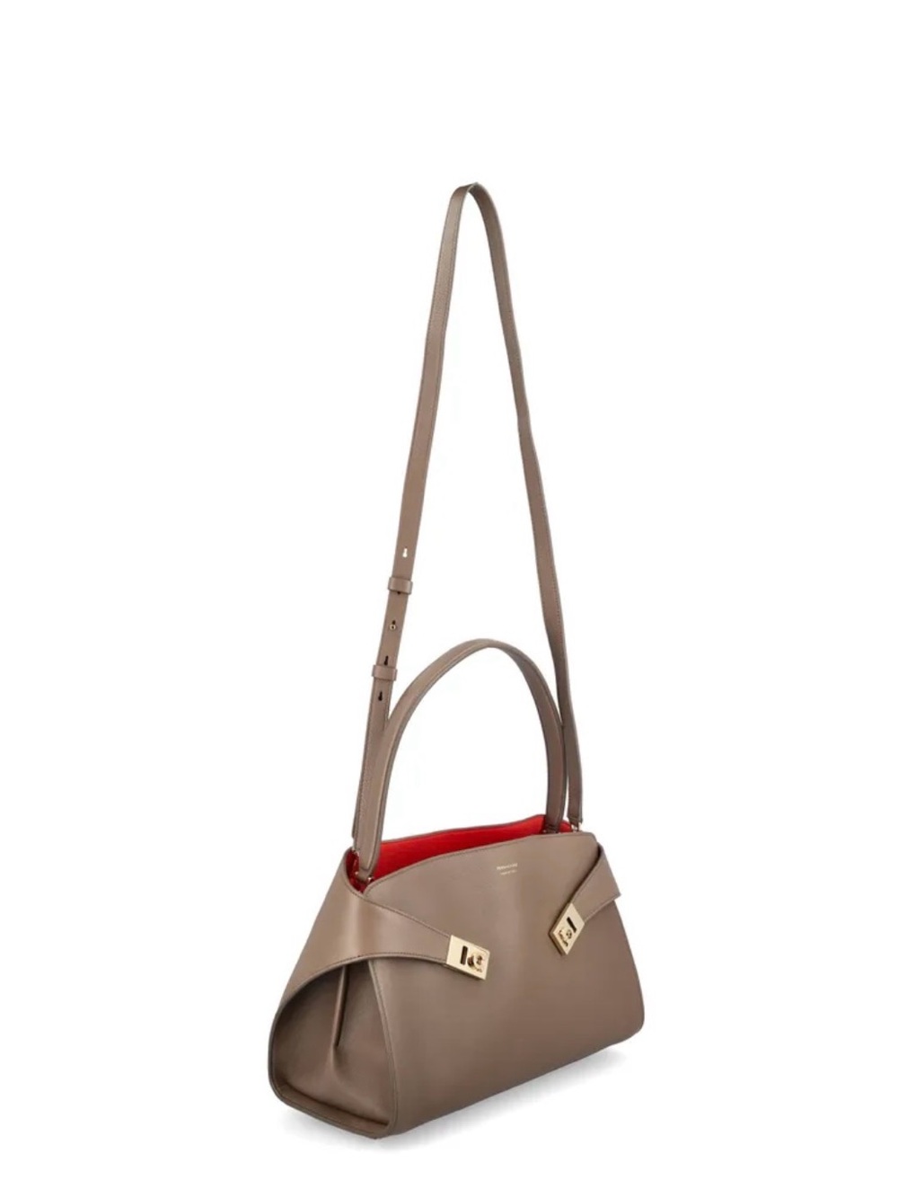 Salvatore Ferragamo Hug Soft bicolor shoulder bag (M) in Clay/Flame red colors - Picture 3 of 11